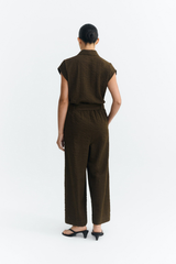 Jumpsuit Wood Seersucker Malawi Brown