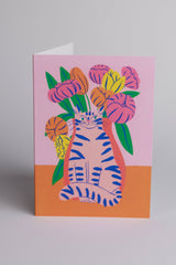 Postkarte Orange Bouquet Cat