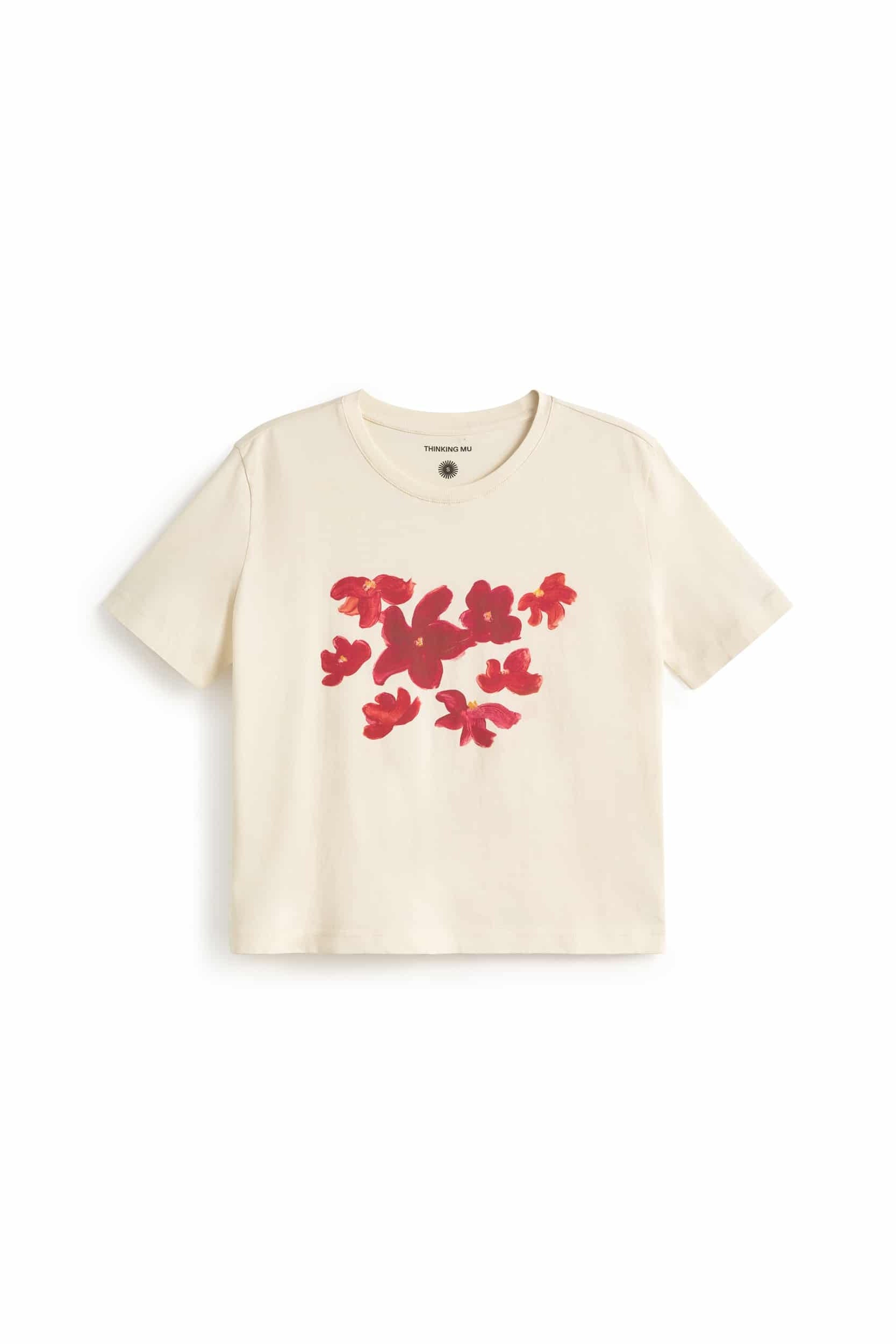 Thinking MU Zowie Red Garden T-Shirt Damen in Ecru aus 100% Bio-Baumwolle – Youmee.market Schweiz