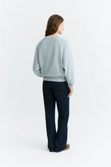 Thinking MU Bonnie Damen Sweatshirt in Hellblau aus Bio-Baumwolle Rückansicht – Youmee.market Schweiz