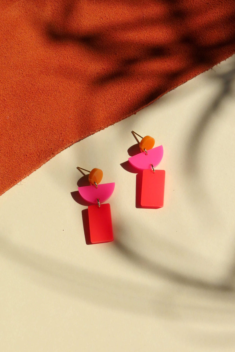 Ohrschmuck Lille Orange Pink Firered