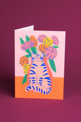 Postkarte Orange Bouquet Cat