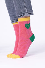 Socken Heart Grenn and Blush