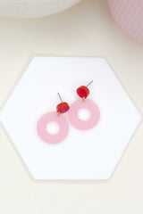 Ohrschmuck Colorblock Circle Red Blush