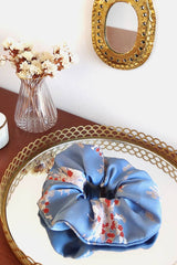 Scrunchie CHIUCHOU GEORGIA - Satin Babyblue and Terracotta
