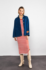 Kleid Laissez Fairy Chic Knit Stripe Red