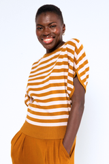 Shirt Picnic Friend chic knit stripe brown