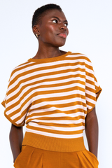 Shirt Picnic Friend chic knit stripe brown