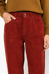 Cord Hose High Waist Olotte Burnt Earth Corduroy Brown