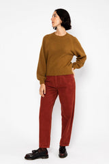 Cord Hose High Waist Olotte Burnt Earth Corduroy Brown