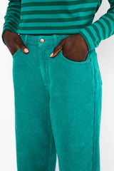 Cord Hose High Waist Olotte Emerald Feather Corduroy Green