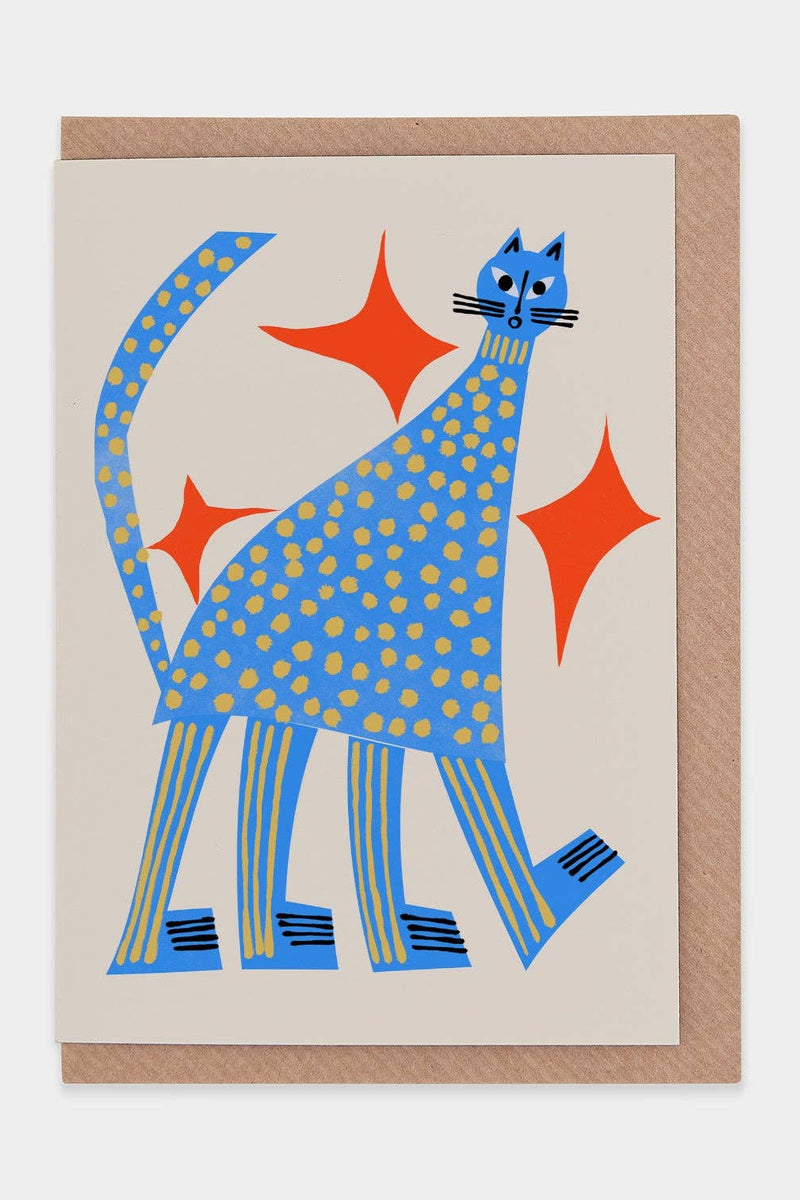 Postkarte Tall Blue Cat