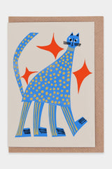 Postkarte Tall Blue Cat