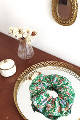 Scrunchie CHOUCHOU MARCY - Flowers Green and Blush