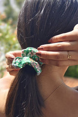 Scrunchie CHOUCHOU MARCY - Flowers Green and Blush
