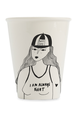 Keramiktasse weiss von helen b mit boss lady Illistration