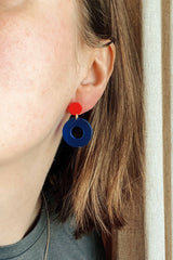 Ohrschmuck Colorblock Circle Firered Blue