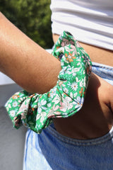 Scrunchie CHOUCHOU MARCY - Flowers Green and Blush