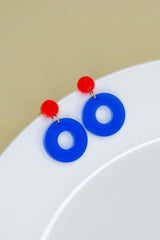 Ohrschmuck Colorblock Circle Firered Blue