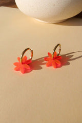 Ohrschmuck Margerite Hoops Neon-Orange