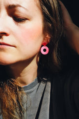 Ohrschmuck Colorblock Circle Red Blush