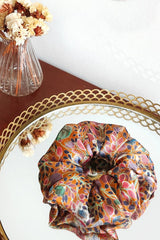Scrunchie LOUISE - Ocker Flowers and Gold