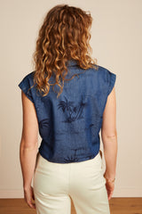 Bluse Knot Daytrip Denim Blue