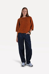 Kurzarm-Pullover Brune Knitted Ginger Bread Melee
