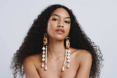 Ohrschmuck Pearl Wood Long