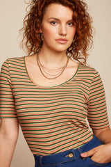 Top Carice Boxy Stripe Ponderosa Green