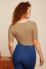 Top Carice Boxy Stripe Ponderosa Green