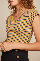 Top Double V Gardena Stripe Black