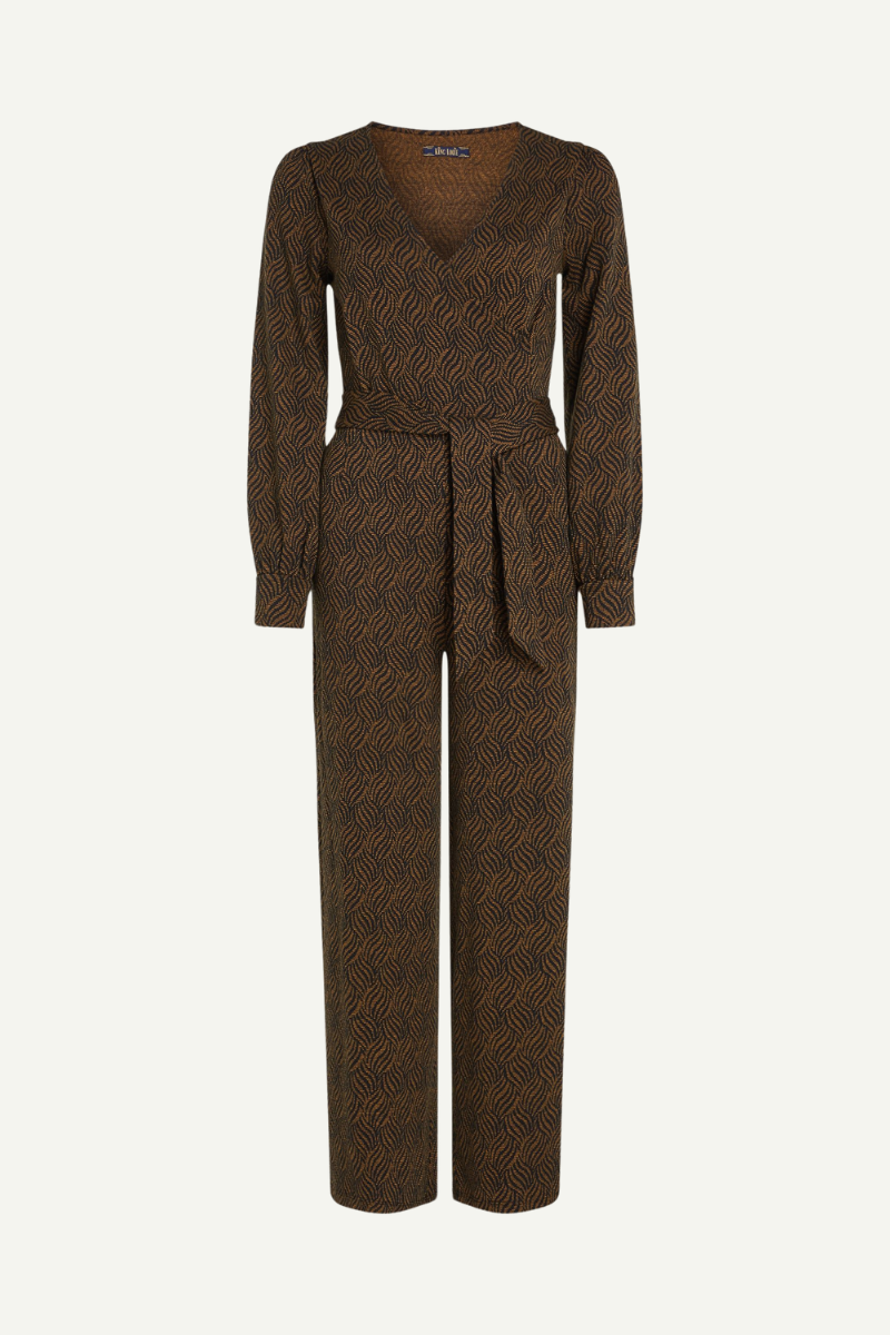 Jumpsuit in Braun mit schwarzem Wellenmuster von King Louie