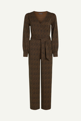 Jumpsuit in Braun mit schwarzem Wellenmuster von King Louie