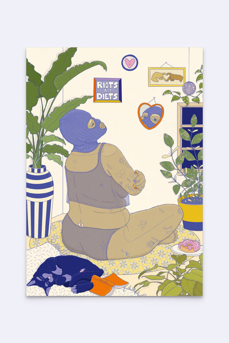 Postkarte "riots not diets!"
