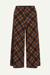 weite Culotte Hose mit kariertem Tartan Muster