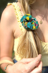 Scrunchie CHOUCHOU SABRINA - Green Flowers