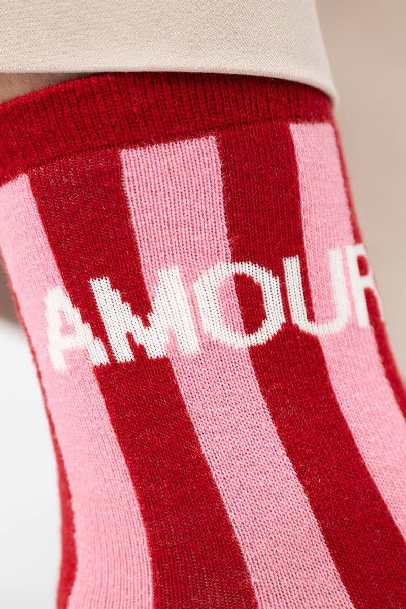 amour socken rot rosa