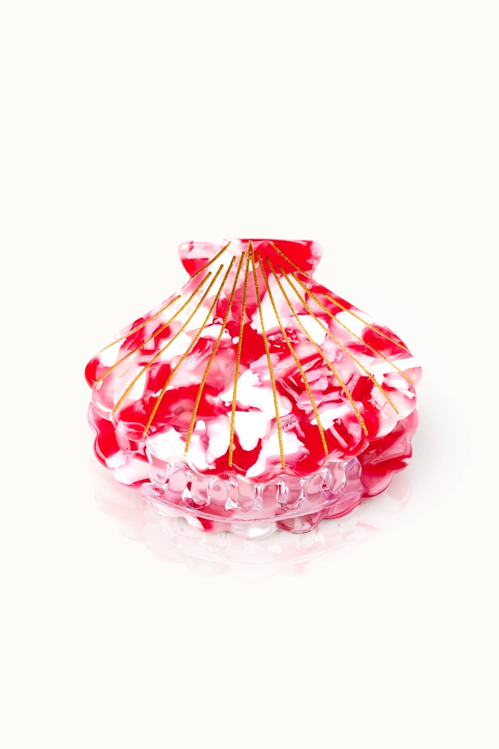 Haarklammer Muschelform rot und weiss von by Vivi im Youmee.market Bern