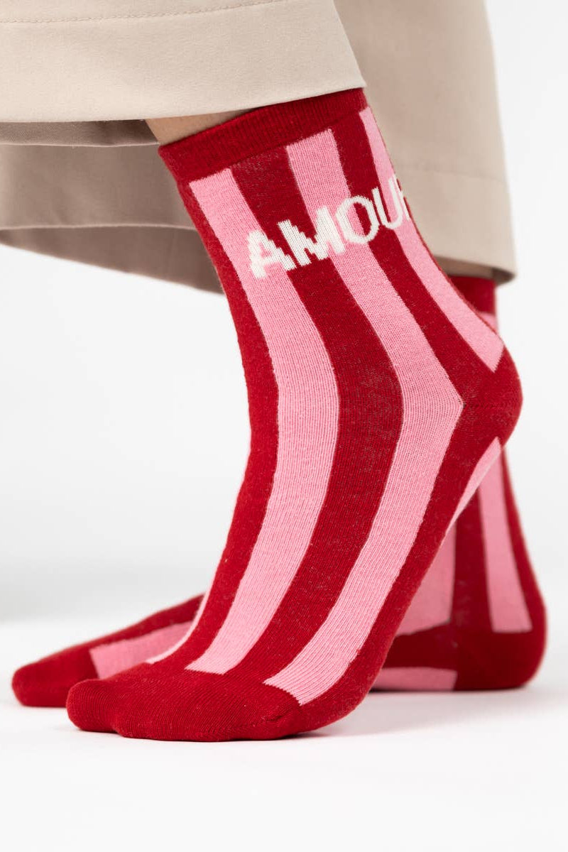 amour socken rot rosa