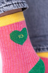 Socken Heart Grenn and Blush