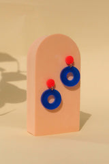 Ohrschmuck Colorblock Circle Firered Blue
