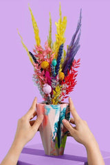 Jesmonit Vase marmoriert in Koralle und Flieder