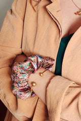 Scrunchie LOUISE - Ocker Flowers and Gold