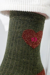 Socken Heart Dark Green