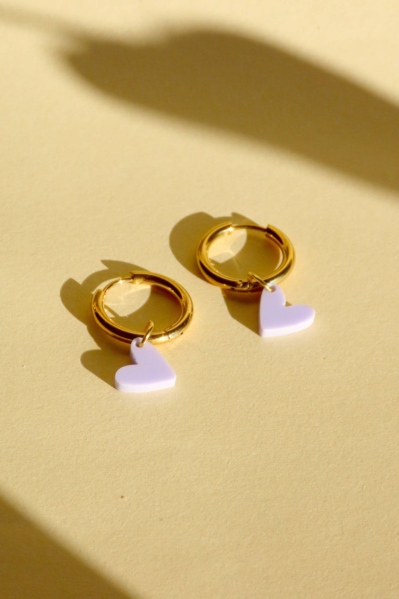 Ohrschmuck Heart Hoops Lilac