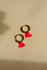 Ohrschmuck Heart Hoops Neonpink
