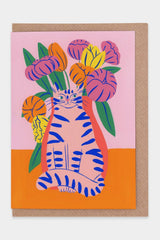 Postkarte Orange Bouquet Cat