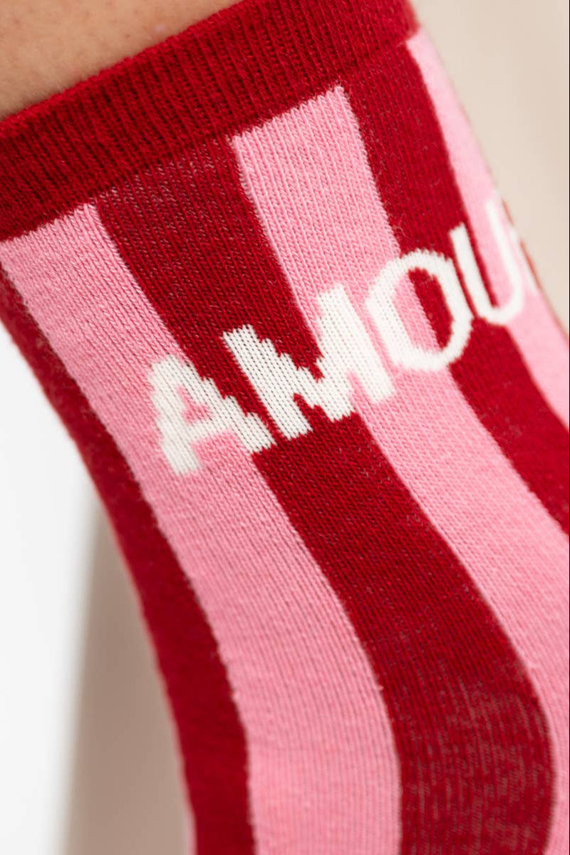 amour socken rot rosa