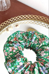 Scrunchie CHOUCHOU MARCY - Flowers Green and Blush